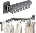 Clothes Drying Rack Wall Mounted,Expandable Drying Rack Clothing(Tri-Fold),Laundry Space Saver Wall Mounted,Portable,Space-Saving Drying Rack,for Balcony,Laundry,Bathroom, 220 lb Capacity