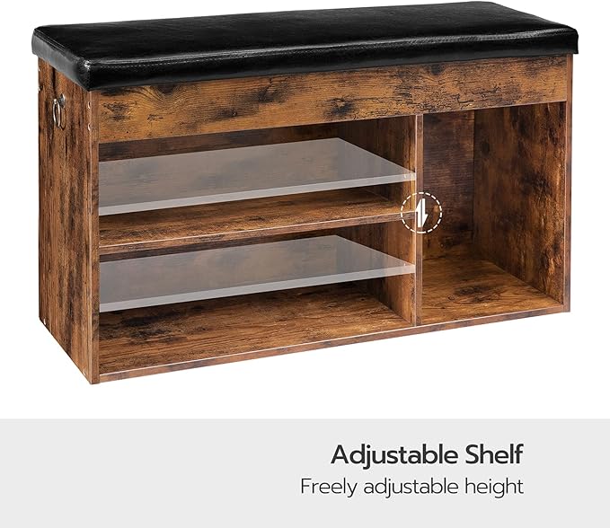 HOOBRO Shoe Storage Bench with Padded Cushion, Entryway Bench with Flip-Open Storage Box and Adjustable Shelf, Shoe Rack with Hidden Compartment, for Entryway, Living Room, BF40HX01