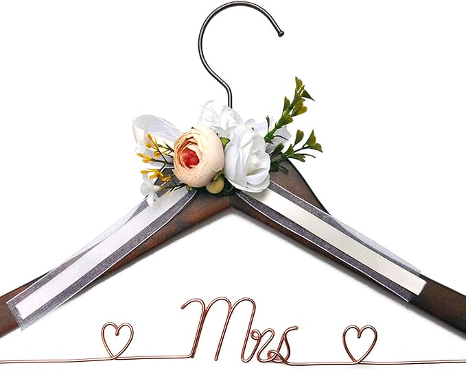 Wooden Bride Wedding Dress Hanger - Steel Wire Design
