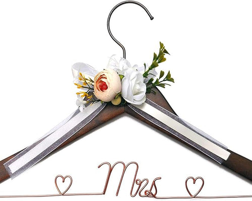 Wooden Bride Wedding Dress Hanger - Steel Wire Design