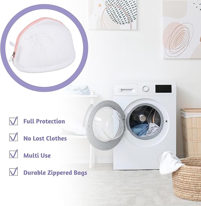Giantree 3 Pcs Bra Washing Bags, Mesh Wash Bag for Bras with Zipper, Large Bra Washing Bags for Laundry, Bra Laundry Bags for Washing Machine Women Lingerie Bags Wash for Washing Delicates