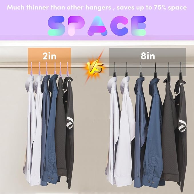 DEDU Plastic Clothes Hangers 20 Pack, Extra Thick Wide Shoulder Coat Hangers with 360° Swivel Hook Non Slip, Sweater Hangers Suit Hanger for Suits, Sweater, Dresses, Pants (Purple)