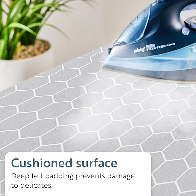 Minky Homecare SureFit Super Soft Ironing Board Cover and Pad with Ultra Thick Felt Backing for Smoother Ironing and Pressing - 54 x 15 inches