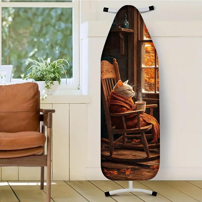 Nuxovilar Cat in Rocking Chair Pattern Ironing Board Cover, 15 * 54inch, Fits Most Standard Boards, Ironing Accessory, Home Decor