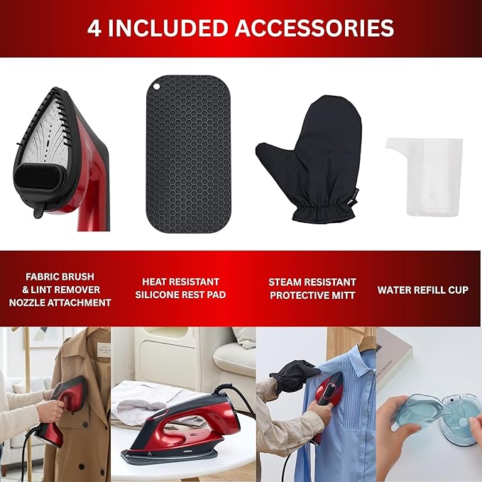 True & Tidy DuoPress XL 2-in-1 Clothes Steamer & Iron, 1600W Powerful Turbo Steam, Large Ceramic Plate, Smart Temperature Control, 3 Steam Modes