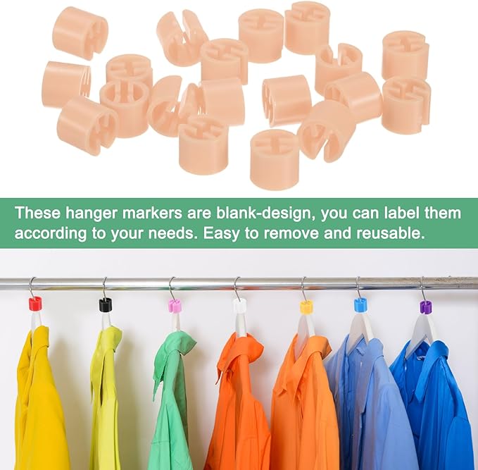 300-Pack Clothes Hanger Markers Blank, Plastic Garment Color Coded Size Clips Fit 3.5mm Rod for Clothing/Wire Hangers, Colored Coding Marker [Pink]