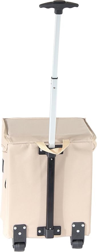 dbest products Smart Cart, Khaki Collapsible Rolling Utility Cart Basket Grocery Shopping Teacher Hobby Craft Art