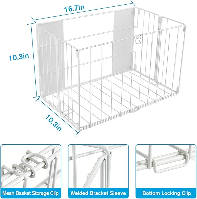 Magnetic Collapsible Laundry Basket, Foldable Metal Laundry Hamper for Washing Machine Side, Space Saving Pop Up Hamper, Laundry Room Organization and Storage (White)