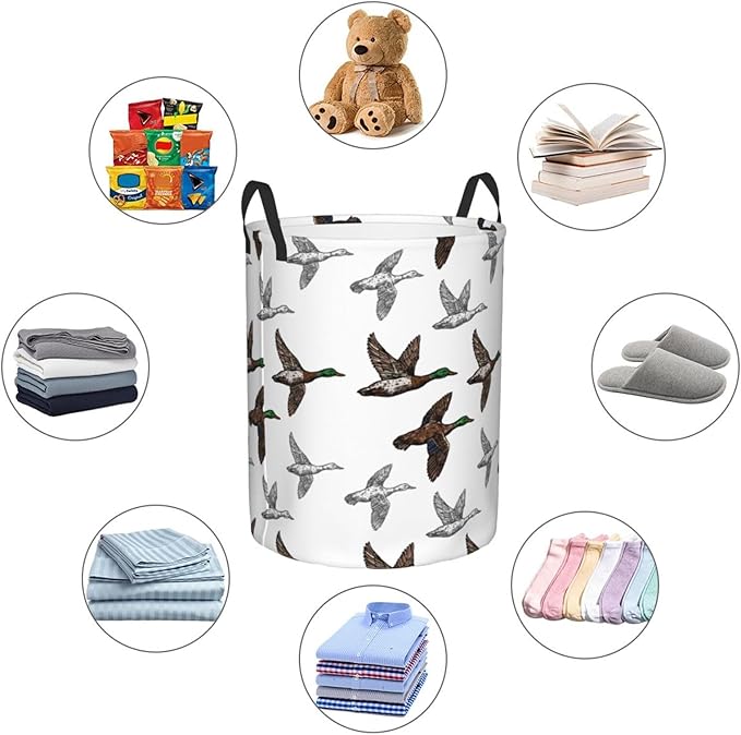 Laundry Basket Room Decor,Round Laundry Hamper Waterproof Dirty Clothes Hamper Collapsible Laundry Baskets With Handles,Toy/Clothes Storage Basket For Home Dorm Bathroom Decor