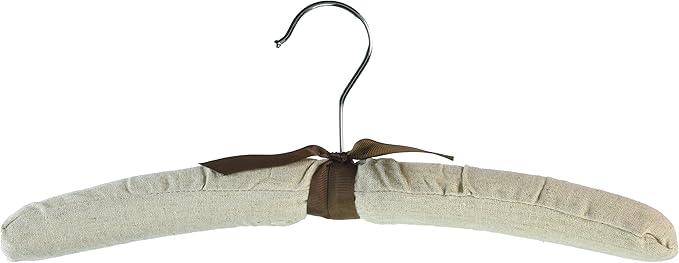 Only Hangers 15" Linen Padded Hangers w/Brown Bow & Chrome Hook - Pack of (6)