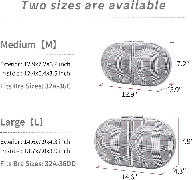 Bra Case Premium Lingerie Travel Bag Zip Underwear Organizer Bag for A-C Cup (Swallow Gird, Red)