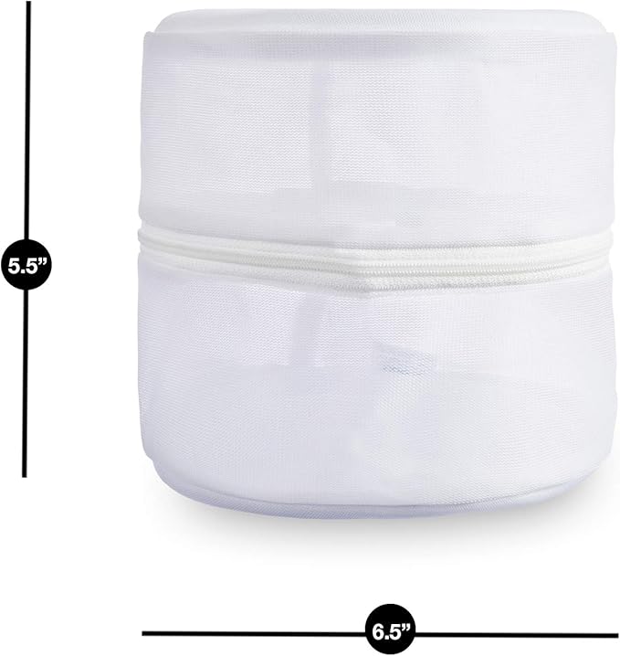 Smart Design Intimate Wash Bag with Safety Zipper - Set of 2 - Washing Machine Safe - Fine Mesh Nylon Polyester - Bra, Hosiery, Pantyhose, Delicates, Lingerie, & Baby Clothes - 6.5 x 5.5 Inch - White