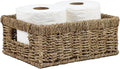 Wicker Baskets, Baskets for Organizing, Rattan Woven Basket for Storage, Organizer Bins with Built-in Handles, Storage Basket for Shelves (Seagrass, Small)