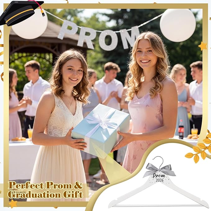 Graduation Prom 2026 Hanger Gift White Bow Glitter Hanger with Diamond Class of 2026 Graduation Gift Congrats Grad Favor Graduate Congratulation Ceremony Keepsake