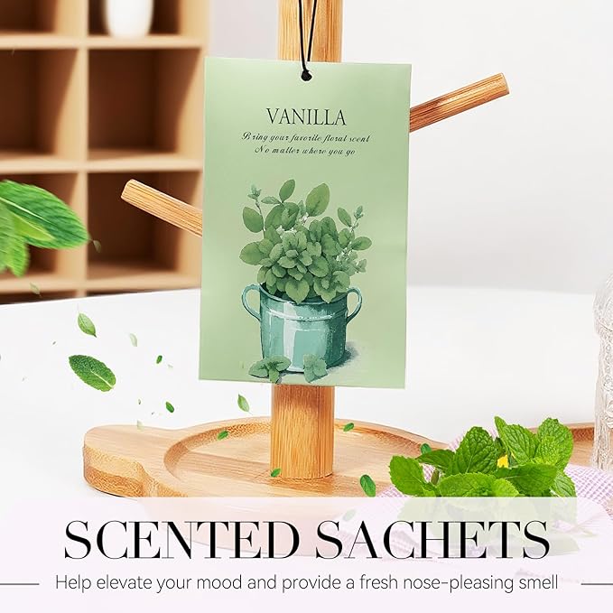 Vanilla Scented Sachet Bags - 12 Pack Closet & Drawer Freshener, Long Lasting Odor Eliminator for Wardrobes, Cars & Storage, Home Fragrance Air Freshener Sachets
