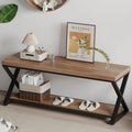 IBF Wood Entryway Bench, Wooden and Metal Bedroom Indoor Bench, Industrial Shoe Bench with Storage and Seating, Farmhouse Entry Bench for Foyer Entrance Hallway Living Dining Room, Rustic Oak, 47 Inch