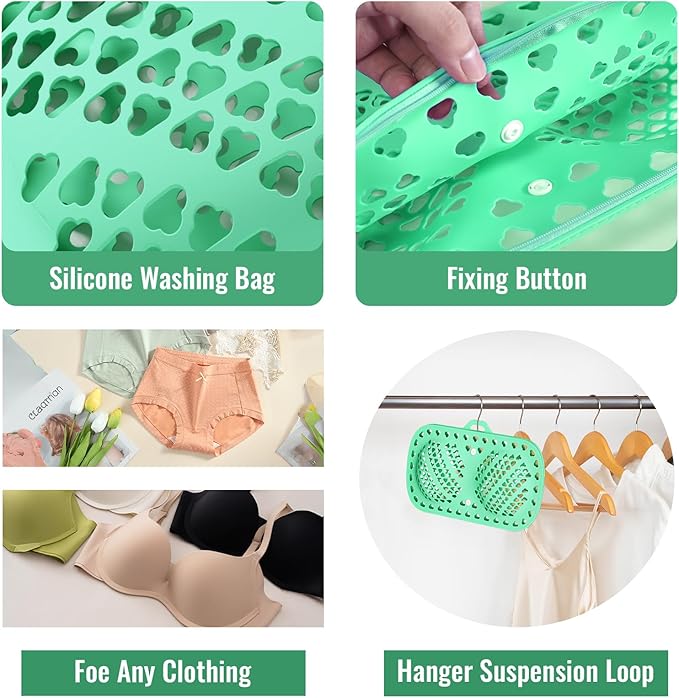 Bra Washing Bag for Laundry, Silicone Lingerie for Washing Delicates, Laundry Bag Washing Machine & Dryer Washing Bags, Maternity, Sports Bras, Sexy Bras (Purple&Blue&Green)