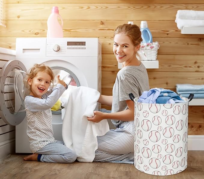 Baseball Kids Laundry Basket Baby Hamper Toy Storage Bin for Boys Room Decor Baby Nursery Hamper Gift Baskets for Bedroom Bathroom(Baseball)