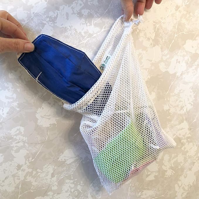 Simple Ecology Organic Cotton Mesh Laundry Bag; Machine Washing Bags for Delicates, Lingerie and Garments, Medium 2 pack