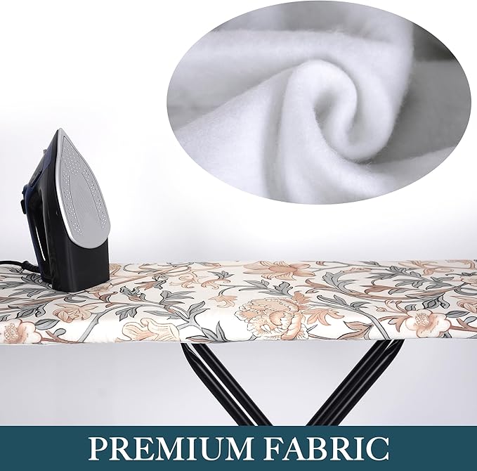 Thick Padded Ironing Board Cover and Pad – Extra Soft & Heatproof Surface – Reflective Heat Technology, Heavy-Duty Fabric – Fits Standard Sizes (15″X54″)