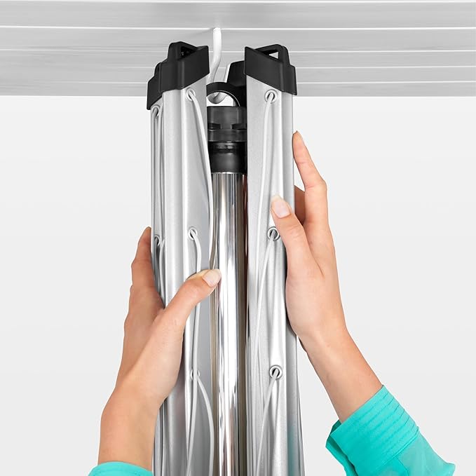 Brabantia Topspinner Outdoor 4 Arm Spinning Clothesline (131 ft/Ø 1.8") Rotating, Folding Clothes Drying Rack + Ground Spike (Gray)