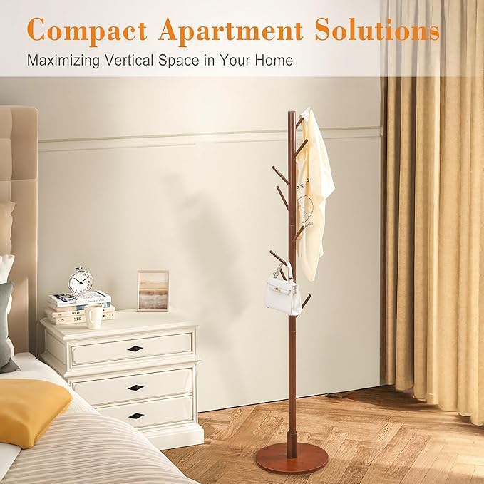 VECELO Coat Rack Freestanding, Entryway Hanger Stand, Umbrella Holder
