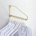 Folding Clothes Hanger Gold Brushed Drying Clothes Rack Wall-Mounted Space Saver for Laundry Room Closet, Brass, 12 Inch