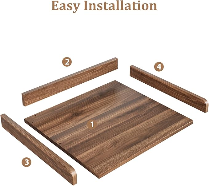 Washer Dryer Countertop, Countertop for Washer and Dryer with Non-Slip Pads and Round Corner Edge Rails, 27.5" D x 27.5" W x 3.2" H, Laundry Room Organization(Chestnut)