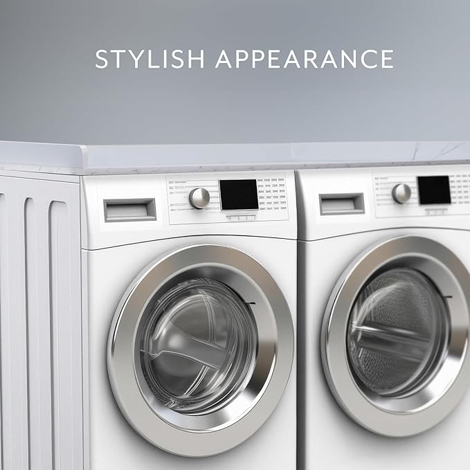 Life Finds 54 inch Washer Dryer Countertop with Safety Ledge for Laundry Room Organization, White Marble Pattern, LF-WDCT1WM