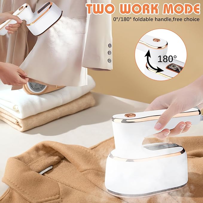 Handheld Steamer for Clothes, Mini Steamer Iron for Clothes, Portable Foldable Travel Steamers With Dry and Wet Ironing, Suitable for Most Types of Fabrics