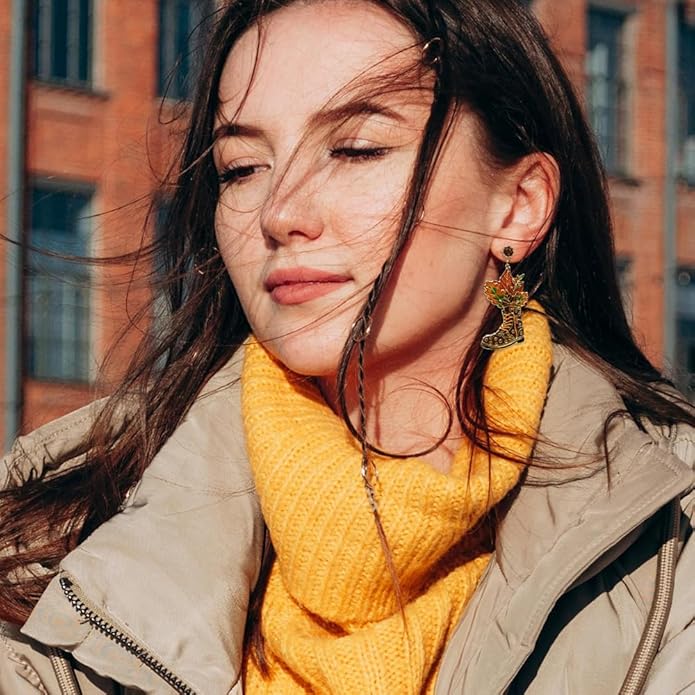 Madison Tyler Fall Earrings for Women | Cute Statement Autumn Earrings Dangling | Maple Leaf Scarecrow Shoes Shoes Rabbit Mushroom Earrings for Women