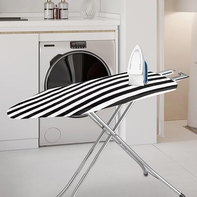 Zebra Stripe Non Stick Scorch and Stain Resistant Cover Fits 15" x 54" Ironing Boards Heat Reflective Easy-Fit Ironing Board Cover Adjustable Fastener Straps