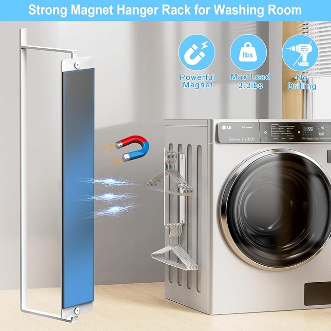 Hanger Organizer Magnetic Hanger Holder for Washing Machine Laundry Room Organization, Coat Hangers 40 Pack Clothes Hangers