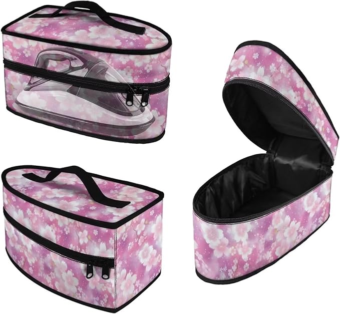 Pink Cherry Blossom Iron Portable Storage Bag for Travel Full Size Iron Tote Bag Compatible with Mini Project Steam Irons Portable Iron Protective Cover