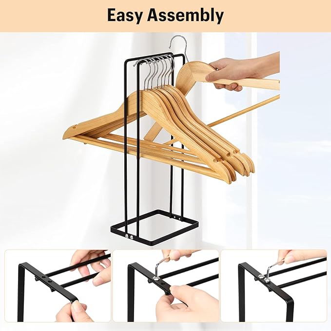 Hanger Organizer, Hanger Storage Stacker Stand Holds Up 110 Wire Clothes Hangers for Closet Laundry Room, Portable Sturdy Hanger Holder for Children Adults Clothes Hangers, Hangers Space Saving, Black