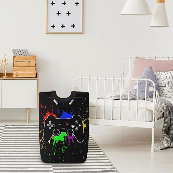 Game Joystick Laundry Hamper Storage Basket Toys Clothes Organizer Bin For Home Bathroom Bedroom Dorm Nursery, 52l