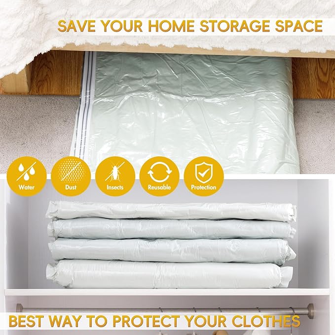 Large Vacuum Storage Bags with Electric Pump – 10 Pack（56×80 cm / 22×31.5 in) Space Saver Bags for Bedding, Comforters, Blankets, Clothes, Pillows, Jackets, Coats – Home Organization