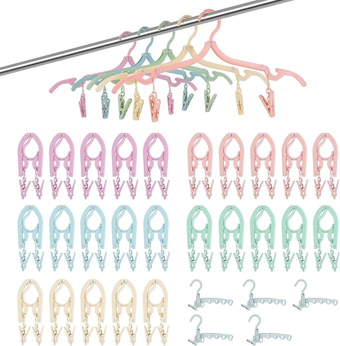 25 Pcs Travel Hangers Set | Portable Foldable Space Saving Plastic for Cruise Ship, Camping, Business Trips | Travel Accessories Essentials (Includes 5 Bonus Hangers)