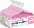 HOUSE DAY 13.5 Inch Kids Hangers 50 Pack - Premium ABS Plastic Clothes Hangers for Kids, Children, Preteens - Space Saving Thin Profile, Strong & Durable Hangers with 360° Swivel Hook - Pink