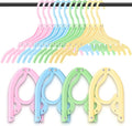 12 Pcs Travel Hangers Cruise Ship Essentials Foldable Portable Plastic Vacation Hangers Non Slip Clothes Drying Rack Travel Accessories for Hotel Dormitory School Laundry(Macaron Color)