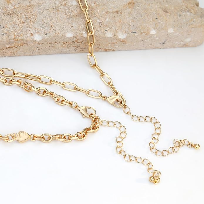 Chunky Gold Necklace for Women Gold Evil Eye Cowboy Pendant Necklace Dainty Paperclip Chain Vintage Luck Amulet Choker Necklaces Celestial Jewelry Gift