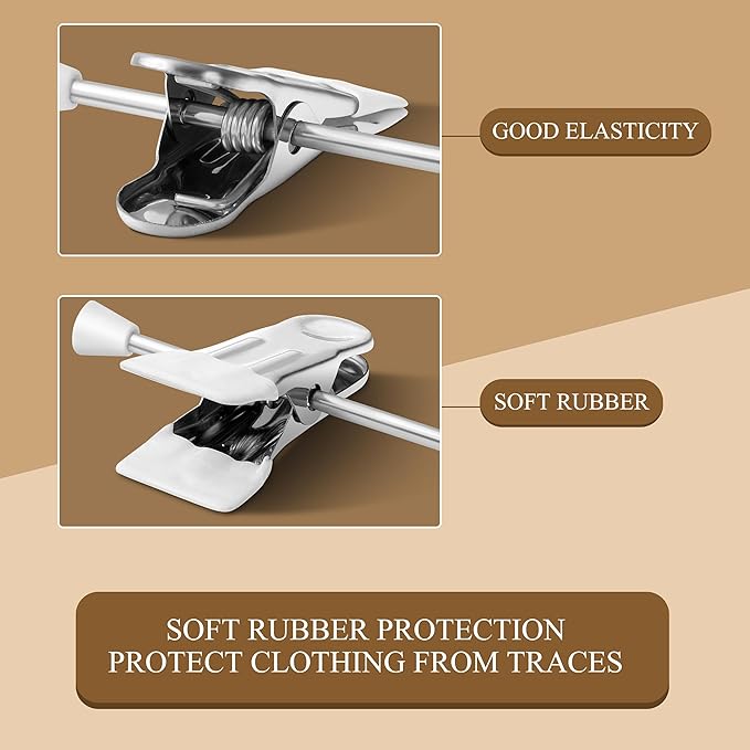 50PACK Pants Hangers with Clips Adjustable Skirt Hangers for Women White Metal Non-Slip Trousers Hanger Heavy Duty Space Saving Clothes Hanger for Shorts,Jeans,12Inch