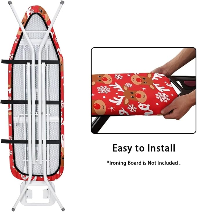 Ironing Board Cover Christmas Deer Print Stain Resistant Cover for Ironing Board Standard Size Christmas Decor for Women 54x15 inches