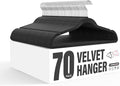 Simple Deluxe Velvet Hangers 70 Pack, Non-Slip Clothes Hangers with Shoulder Notches, 360° Swivel Hooks, Heavy Duty Coat Suit Hangers for Closet Space Saving, Black