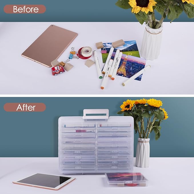 Photo Storage Box 5" x 7", Extra Large Photo Organizer Storage Container with 18 Inner Case, Seed Organizer Craft Storage Box Pictures, Arts, Crafts, Sewing, Stickers, Seeds, Office Supplies