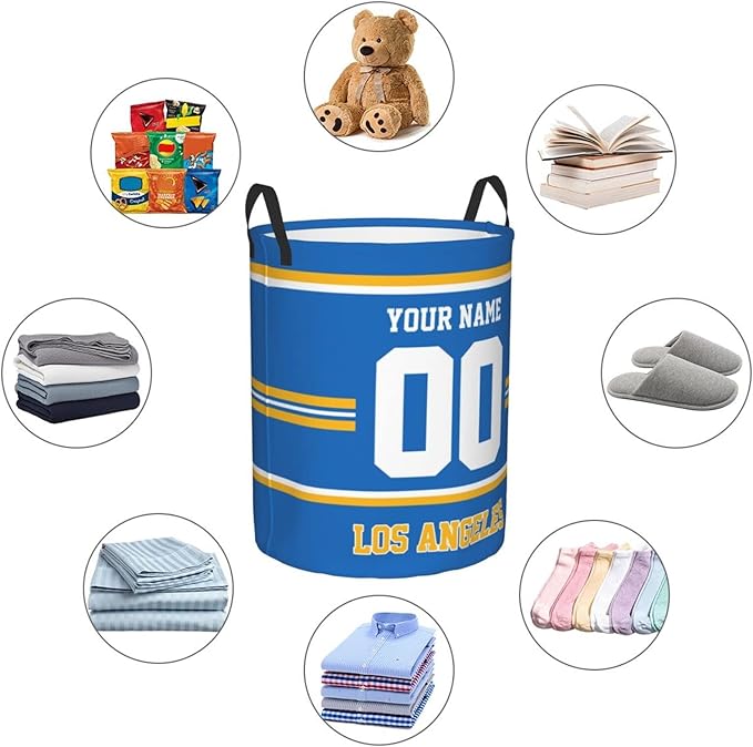 Custom Los Angeles Laundry Hamper Personalized Laundry Basket Customized Name And Number Collapsible Storage Basket for Bedroom Bathroom Living Room Gifts