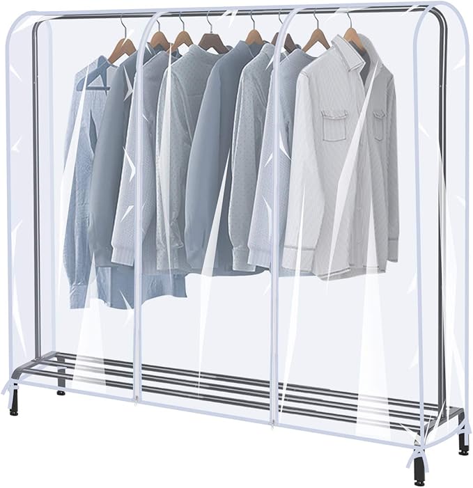 Garment Rack Cover,6Ft Transparent PEVA Clothing Rack COVER ONLY, Clear Clothes dustproof Waterproof Cover