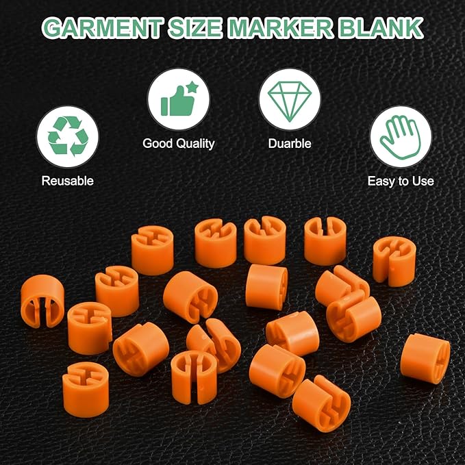 100-Pack Clothes Hanger Markers Blank, Plastic Garment Color Coded Size Clips Fit 3.5mm Rod for Clothing/Wire Hangers, Colored Coding Marker [Orange]