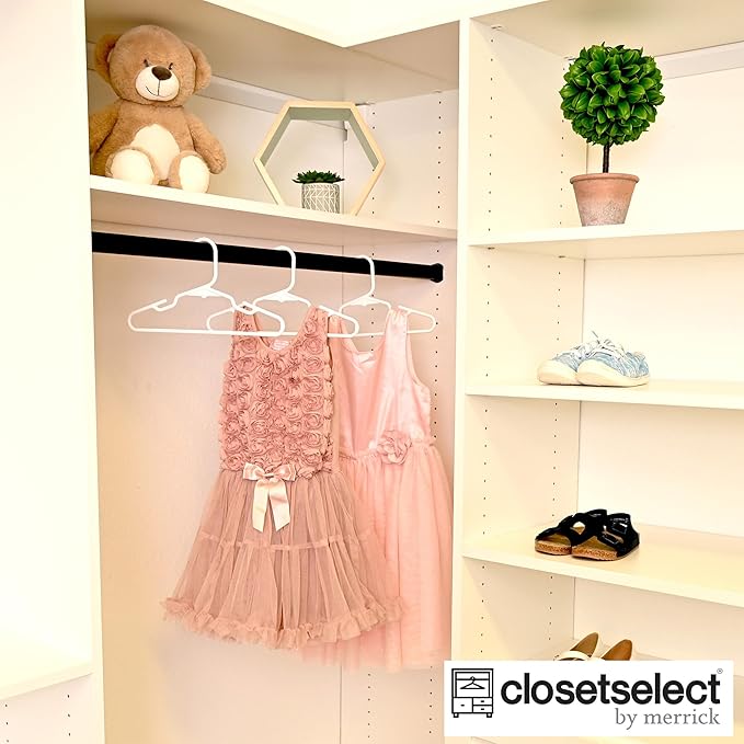 Childrens Hangers 30 Pack - 11.75 Inch Plastic Kids Hangers for Closet, Baby Hangers for Children Clothes Sizes 0 to 8, Non-Slip Infant Hangers with Shoulder Grooves, Made in USA | White
