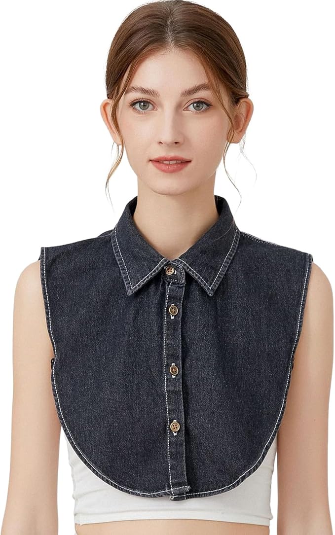 Eforcase Fake Collar Detachable Dickey Collar for Women Denim Fake Collar False Shirt Collar Dickey Collars Faux Collar